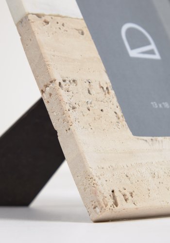 KAVE HOME Uria fotoramme, rektangulr - hvid marmor og beige sten (23x18)