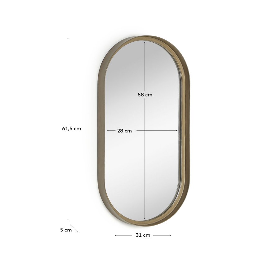 KAVE HOME Tiare vgspejl, oval - guld stl (31x61,5)
