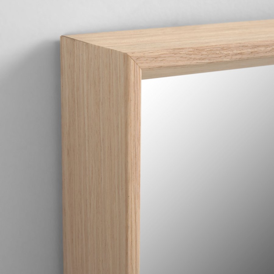 KAVE HOME Nerina spejl, til vg/gulv, m. ramme - natur valnd MDF og spejlglas (52x152)