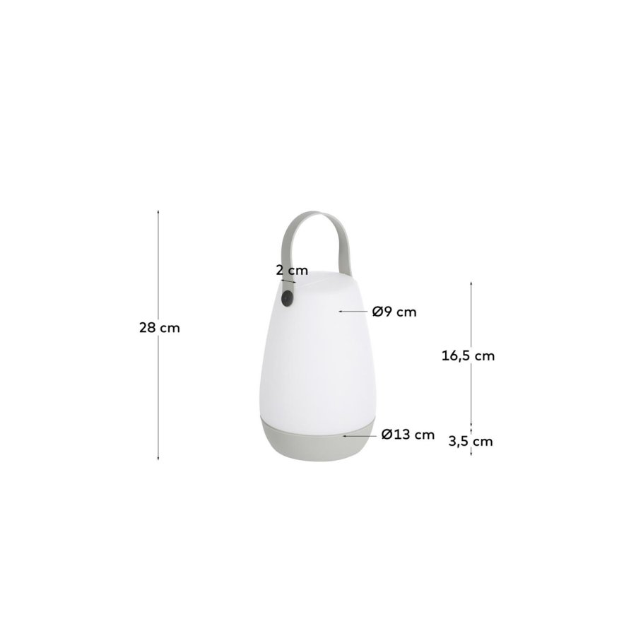 KAVE HOME Dianela bordlampe, ledningsfri - hvidt polyethylen og grt kunstlder