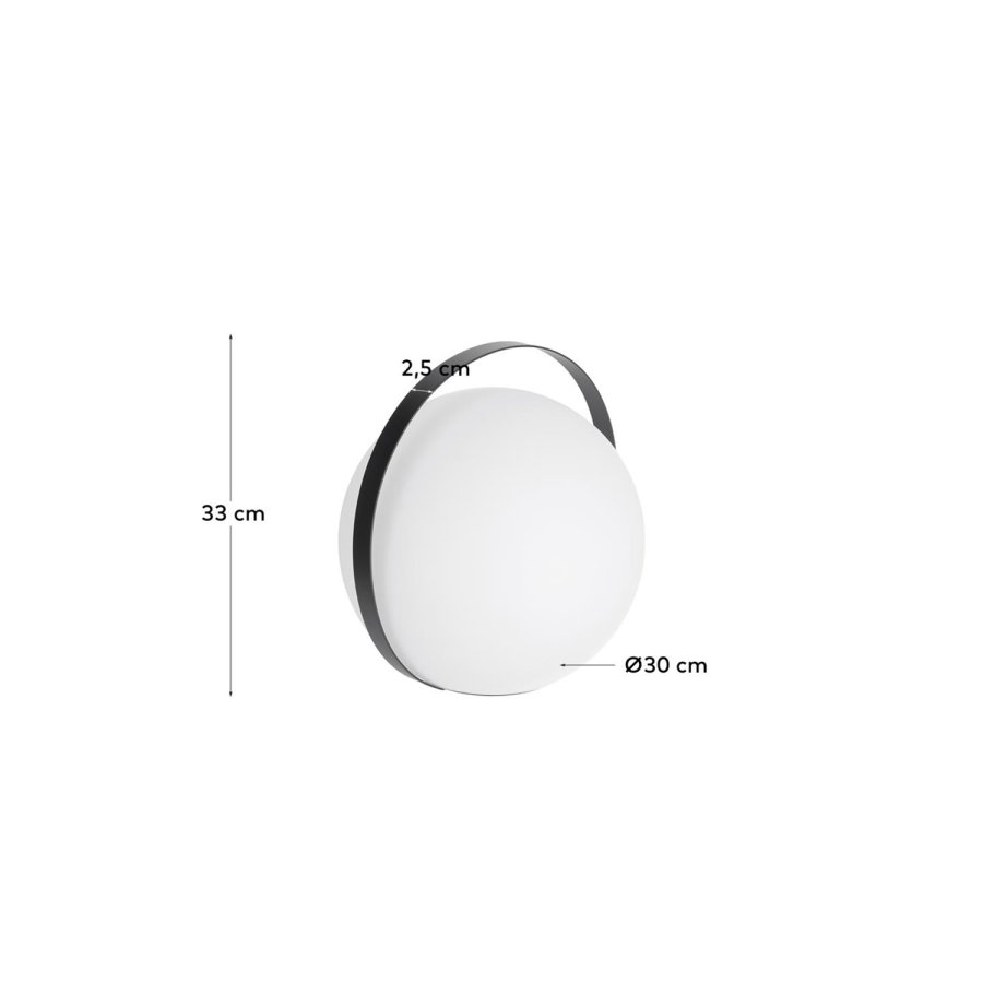 KAVE HOME Dinesh bordlampe, ledningsfri - hvidt polyethylen og sort stl (33x34)