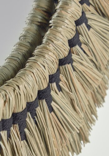 KAVE HOME Akila vgspejl, rund - spejlglas, beige naturfibre og sort bomuldssnor (60)