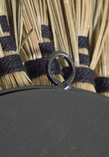 KAVE HOME Akila vgspejl, rund - spejlglas, beige naturfibre og sort bomuldssnor (60)