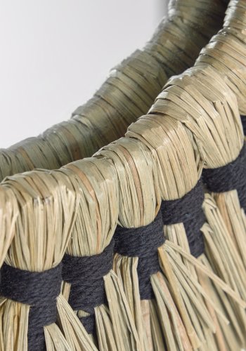 KAVE HOME Akila vgspejl, rund - spejlglas, natur naturfibre og sort bomuldssnor (40)