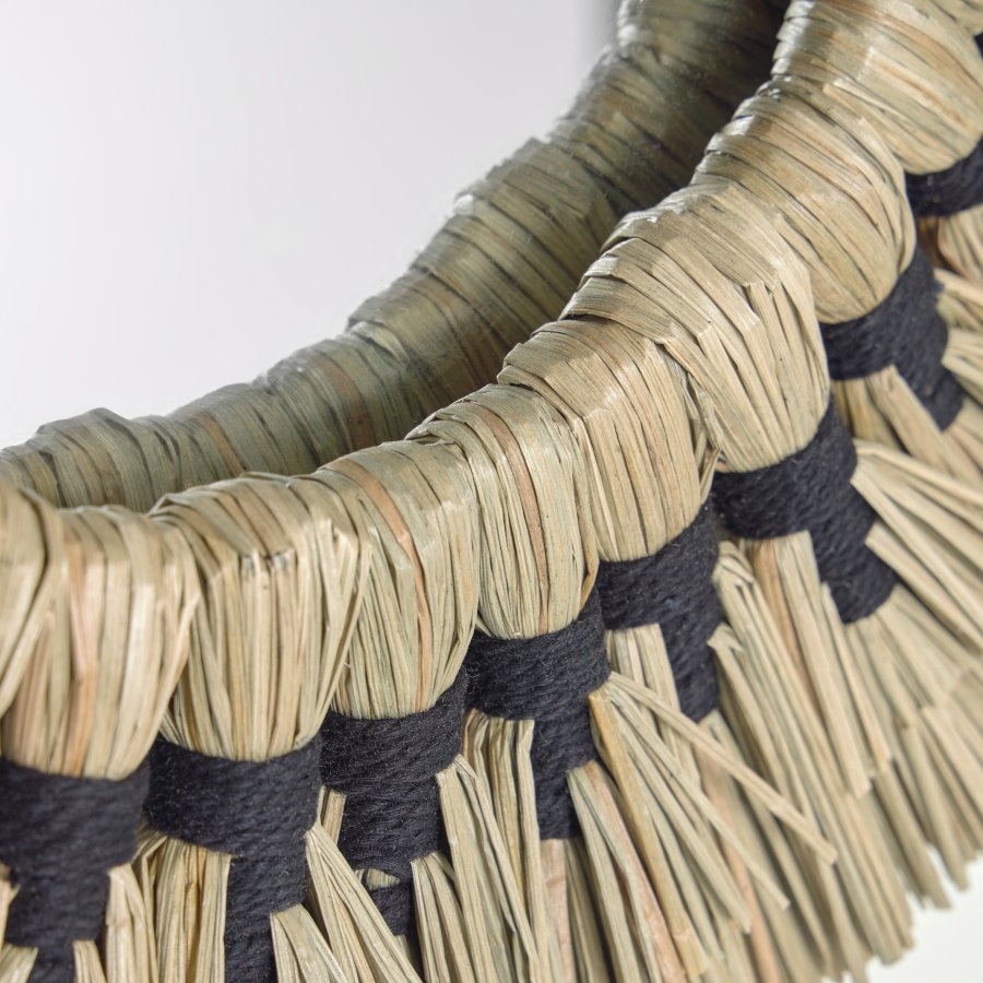 KAVE HOME Akila vgspejl, rund - spejlglas, natur naturfibre og sort bomuldssnor (40)