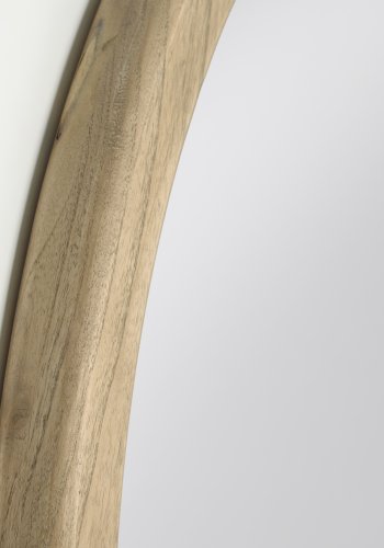 KAVE HOME Alum vgspejl, rund - spejlglas og natur mindi tr (100)