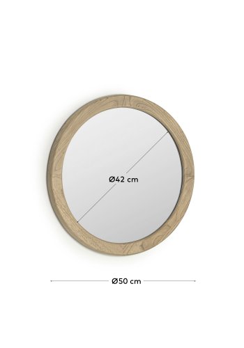 KAVE HOME Alum vgspejl, rund - spejlglas og natur mindi tr (50)