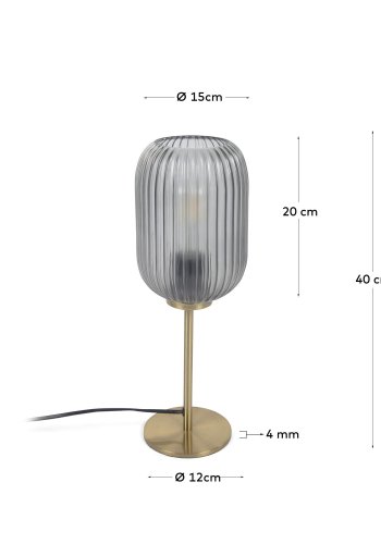 KAVE HOME Hestia bordlampe - gr glas og messing metal