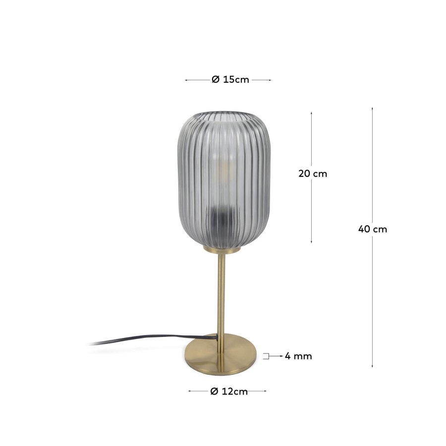 KAVE HOME Hestia bordlampe - gr glas og messing metal