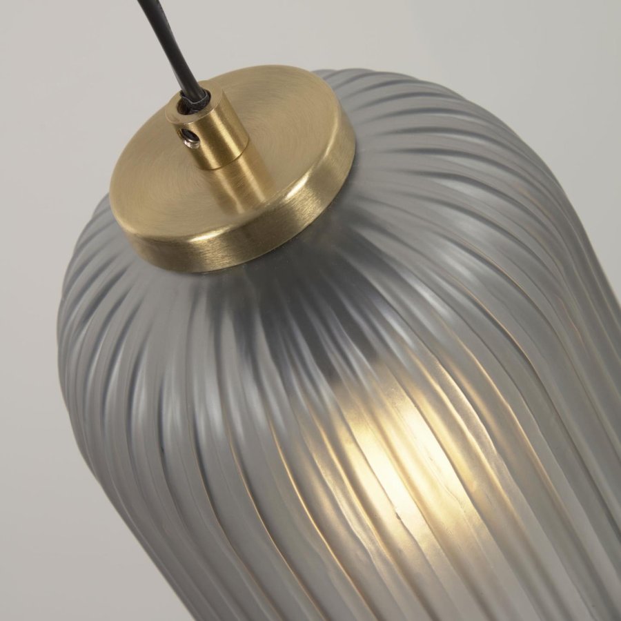 KAVE HOME Hestia loftlampe - gr glas og messing metal