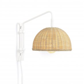 KAVE HOME Damila vglampe - natur rattan og hvid metal