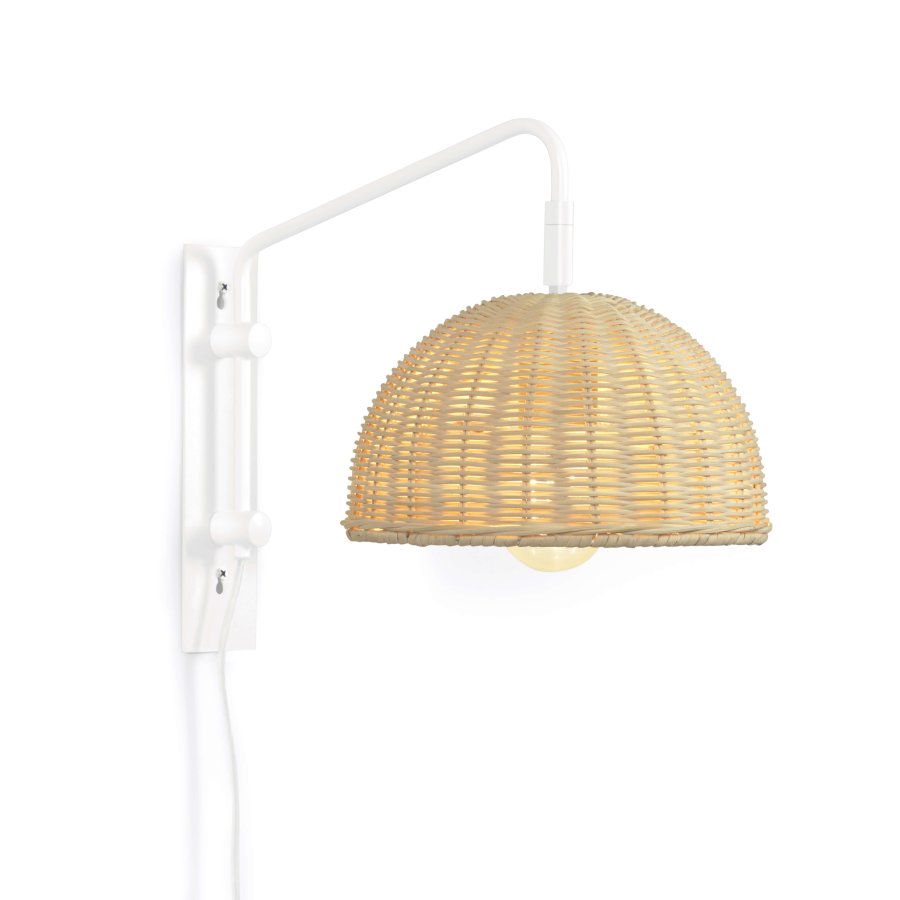 KAVE HOME Damila vglampe - natur rattan og hvid metal