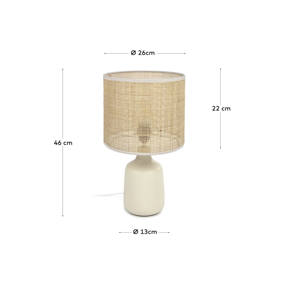 KAVE HOME Erna bordlampe - natur bambus og beige keramik