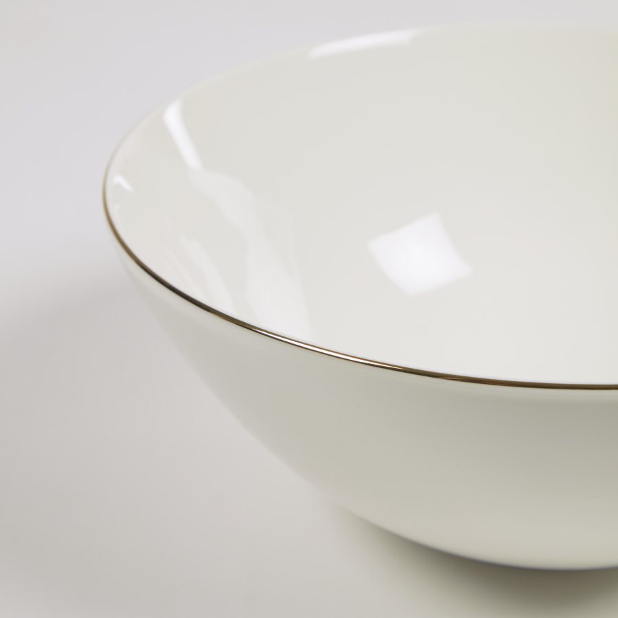 KAVE HOME Taisia stor skl - hvid og guld porceln (24,5)