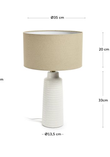 KAVE HOME Mijal bordlampe - hr, messing og hvid keramik