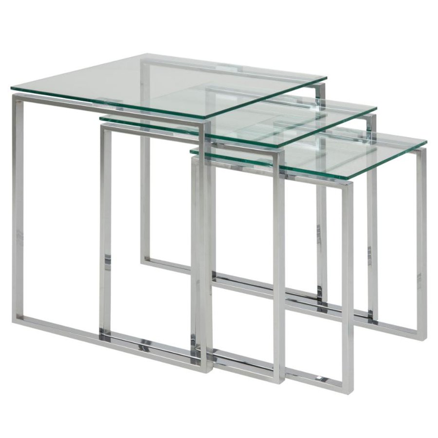 Act Nordic Katrine indskudsborde - klar glas og krom metal (st af 3)