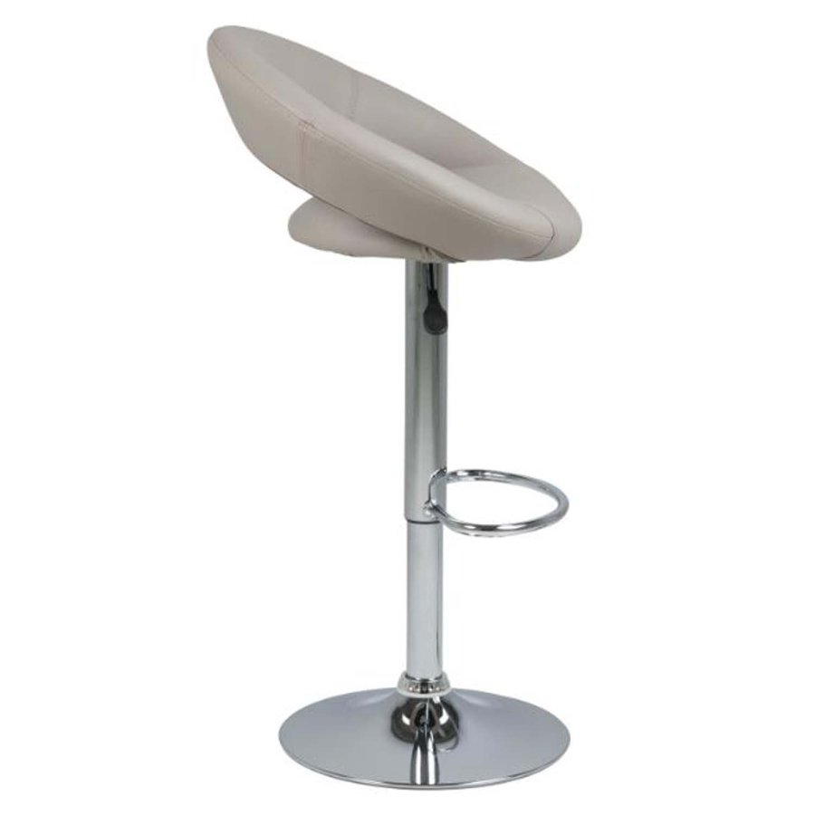 ACT NORDIC Plump barstol, m. rygln og fodsttte - taupe PU og krom metal