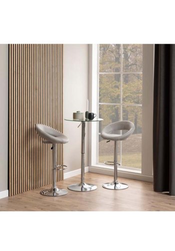 ACT NORDIC Plump barstol, m. rygln og fodsttte - taupe PU og krom metal