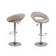 ACT NORDIC Plump barstol, m. rygln og fodsttte - taupe PU og krom metal