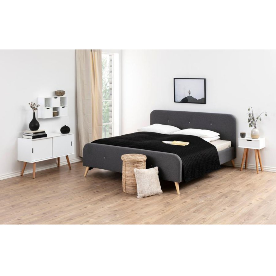 ACT NORDIC Mitra sengebord, m. 1 skuffe - hvid tr og natur egetr (40x30)