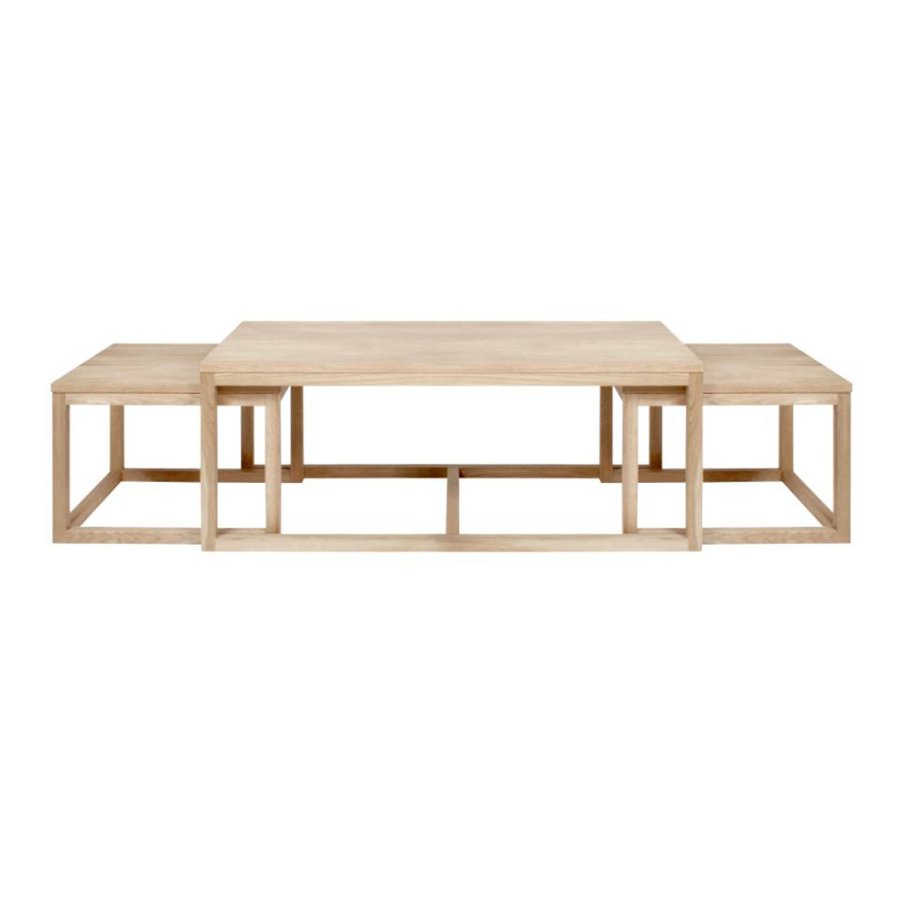 ACT NORDIC Cornus sofabordsst - hvidpigmenteret egefinér og hvidpigmenteret eg (st af 3)