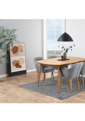 ACT NORDIC Emilia spisebordsstol, m. armln - lysegr polyester og natur eg