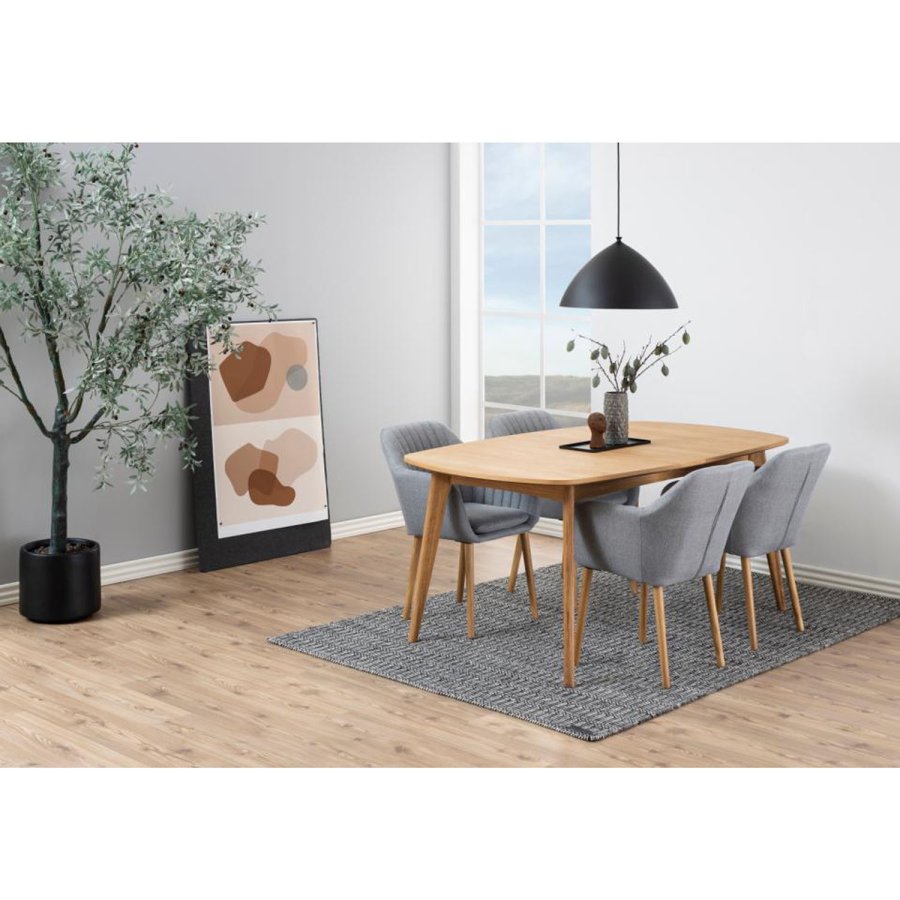 ACT NORDIC Emilia spisebordsstol, m. armln - lysegr polyester og natur eg