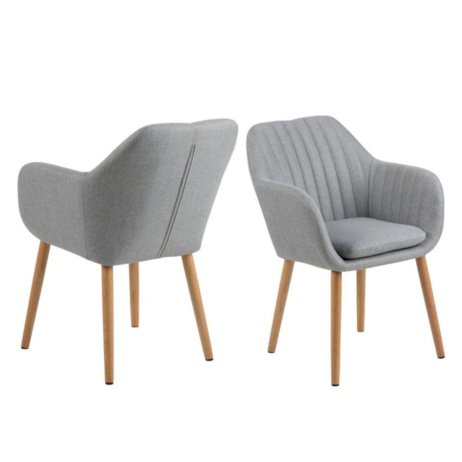 ACT NORDIC Emilia spisebordsstol, m. armln - lysegr polyester og natur eg