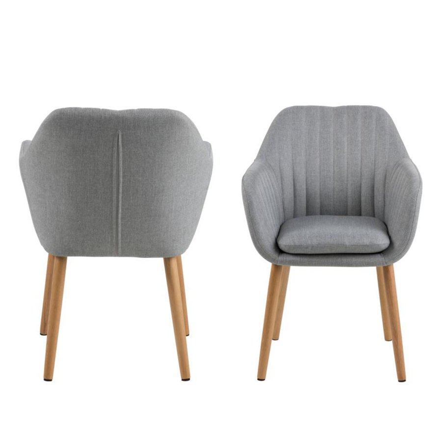 ACT NORDIC Emilia spisebordsstol, m. armln - lysegr polyester og natur eg