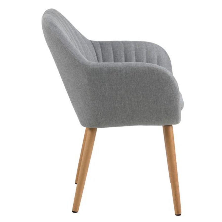ACT NORDIC Emilia spisebordsstol, m. armln - lysegr polyester og natur eg