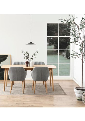 ACT NORDIC Emilia spisebordsstol, m. armln - lysegr polyester og natur eg