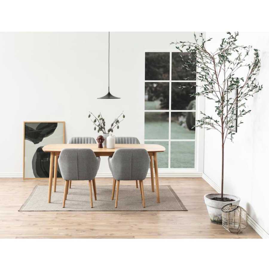 ACT NORDIC Emilia spisebordsstol, m. armln - lysegr polyester og natur eg