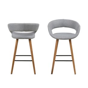 ACT NORDIC Grace barstol, m. rygln, armln og fodsttte - lysegr polyester og natur eg