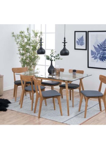 ACT NORDIC Taxi spisebordsstol - mrkegr polyester og natur eg