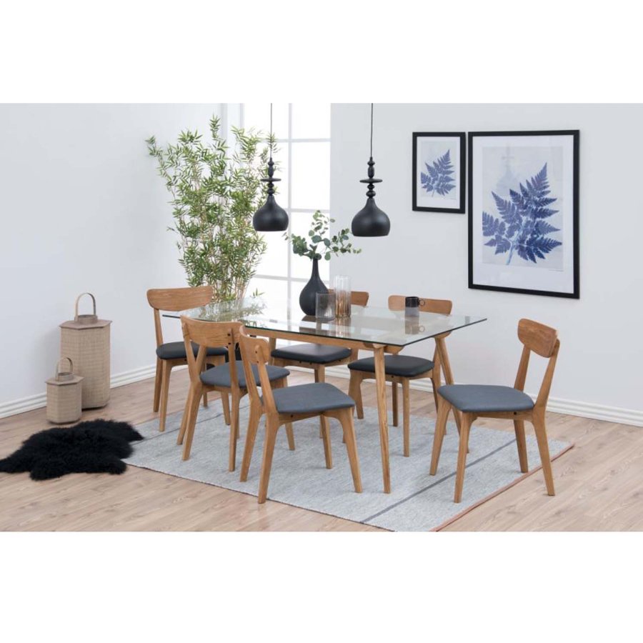 ACT NORDIC Taxi spisebordsstol - mrkegr polyester og natur eg