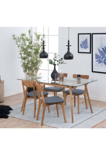 ACT NORDIC Taxi spisebordsstol - mrkegr polyester og natur eg