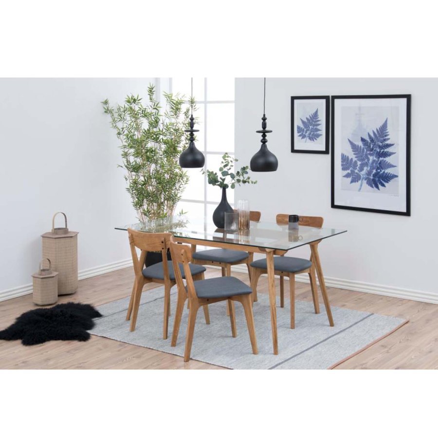 ACT NORDIC Taxi spisebordsstol - mrkegr polyester og natur eg