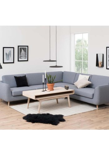 ACT NORDIC Marte sofabord, m. 1 rum - hvidpigmenteret egefinér og eg (130x70)