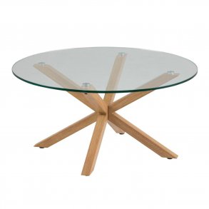 ACT NORDIC Heaven sofabord, rund - klar glas og egefolie metal (82)