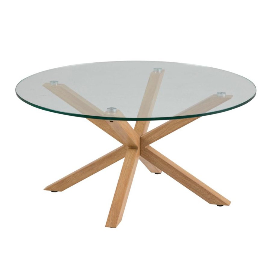 ACT NORDIC Heaven sofabord, rund - klar glas og egefolie metal (82)