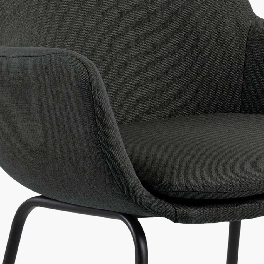 ACT NORDIC Lisa barstol, m. rygln, armln og fodsttte - mrkegr polyester og sort metal