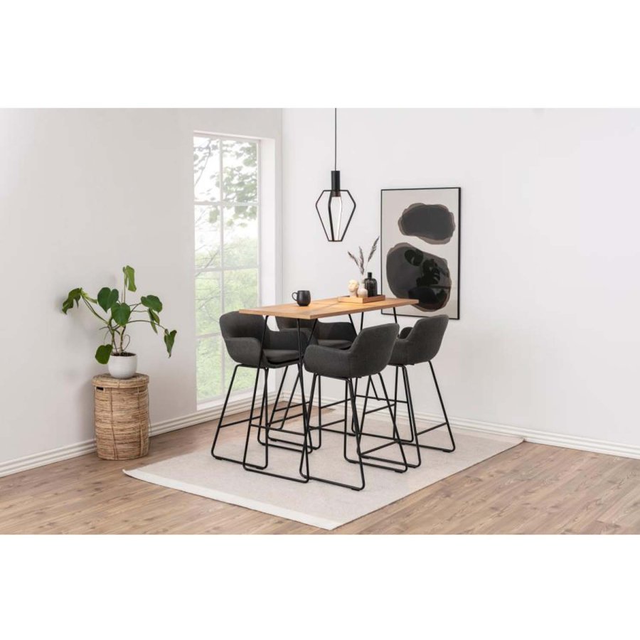 ACT NORDIC Lisa barstol, m. rygln, armln og fodsttte - mrkegr polyester og sort metal