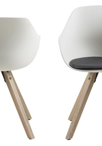 ACT NORDIC Tina spisebordsstol m. hynde - hvid/natur, plastik/gummitr 