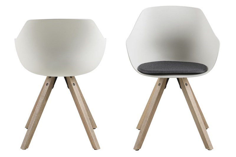 ACT NORDIC Tina spisebordsstol m. hynde - hvid/natur, plastik/gummitr 