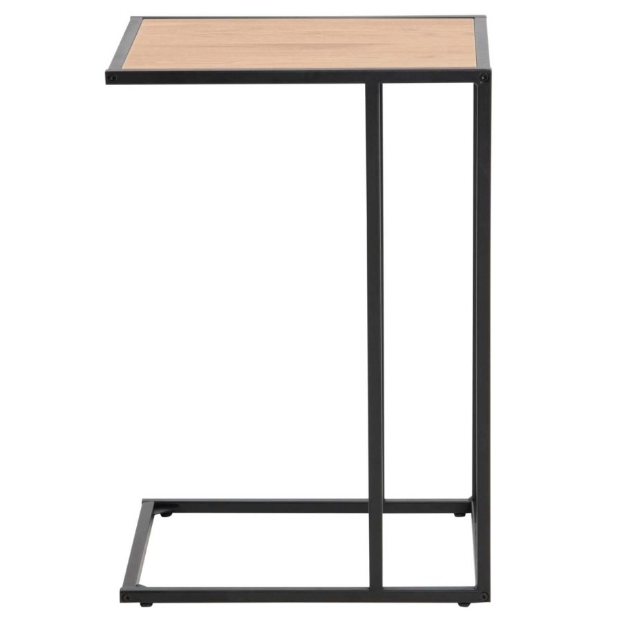 ACT NORDIC Seaford laptop table paper wild Tr (massiv egetr)  3, base metal rough powder coated, matt black, 5 L:43 W:35 H:63 cm