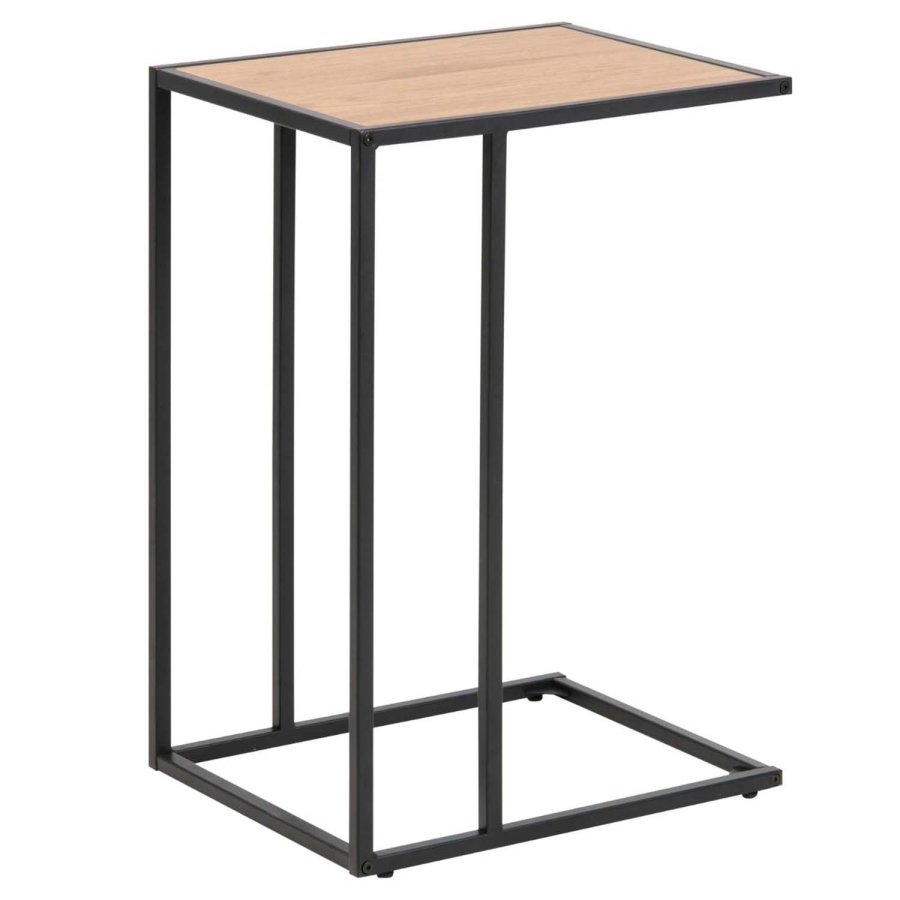 ACT NORDIC Seaford laptop table paper wild Tr (massiv egetr)  3, base metal rough powder coated, matt black, 5 L:43 W:35 H:63 cm
