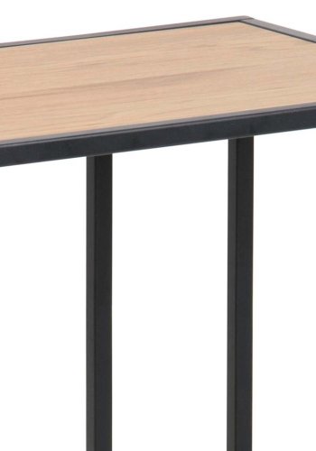 ACT NORDIC Seaford laptop table paper wild Tr (massiv egetr)  3, base metal rough powder coated, matt black, 5 L:43 W:35 H:63 cm