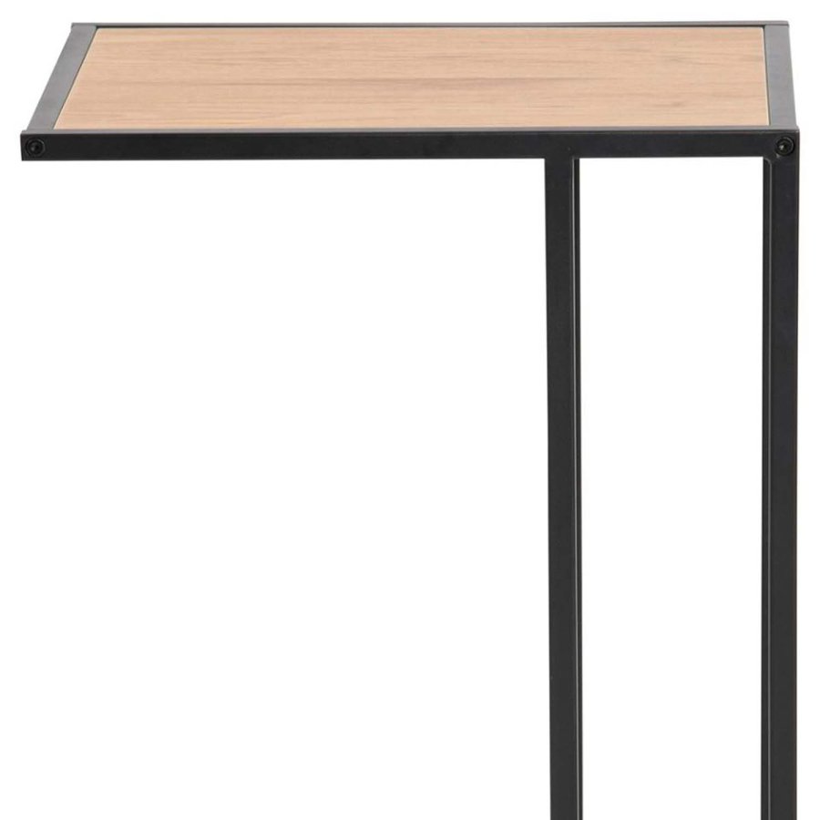 ACT NORDIC Seaford laptop table paper wild Tr (massiv egetr)  3, base metal rough powder coated, matt black, 5 L:43 W:35 H:63 cm