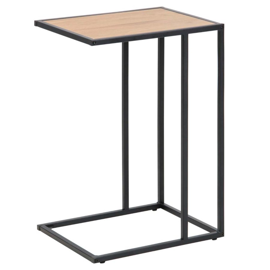 ACT NORDIC Seaford laptop table paper wild Tr (massiv egetr)  3, base metal rough powder coated, matt black, 5 L:43 W:35 H:63 cm