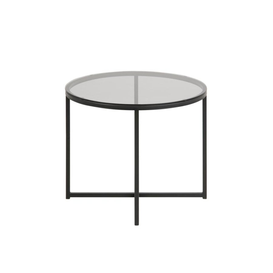 ACT NORDIC Cross sidebord, rund - rgfarvet glas og sort metal (55)